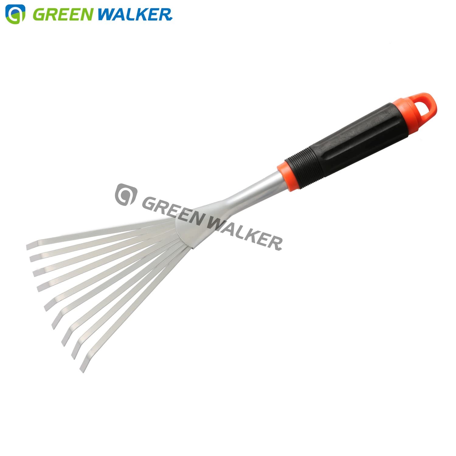 Garden hand rake made in Taiwan.