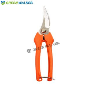 Fruit pruner with stainless steel bypass type blades made in Taiwan garden tools.