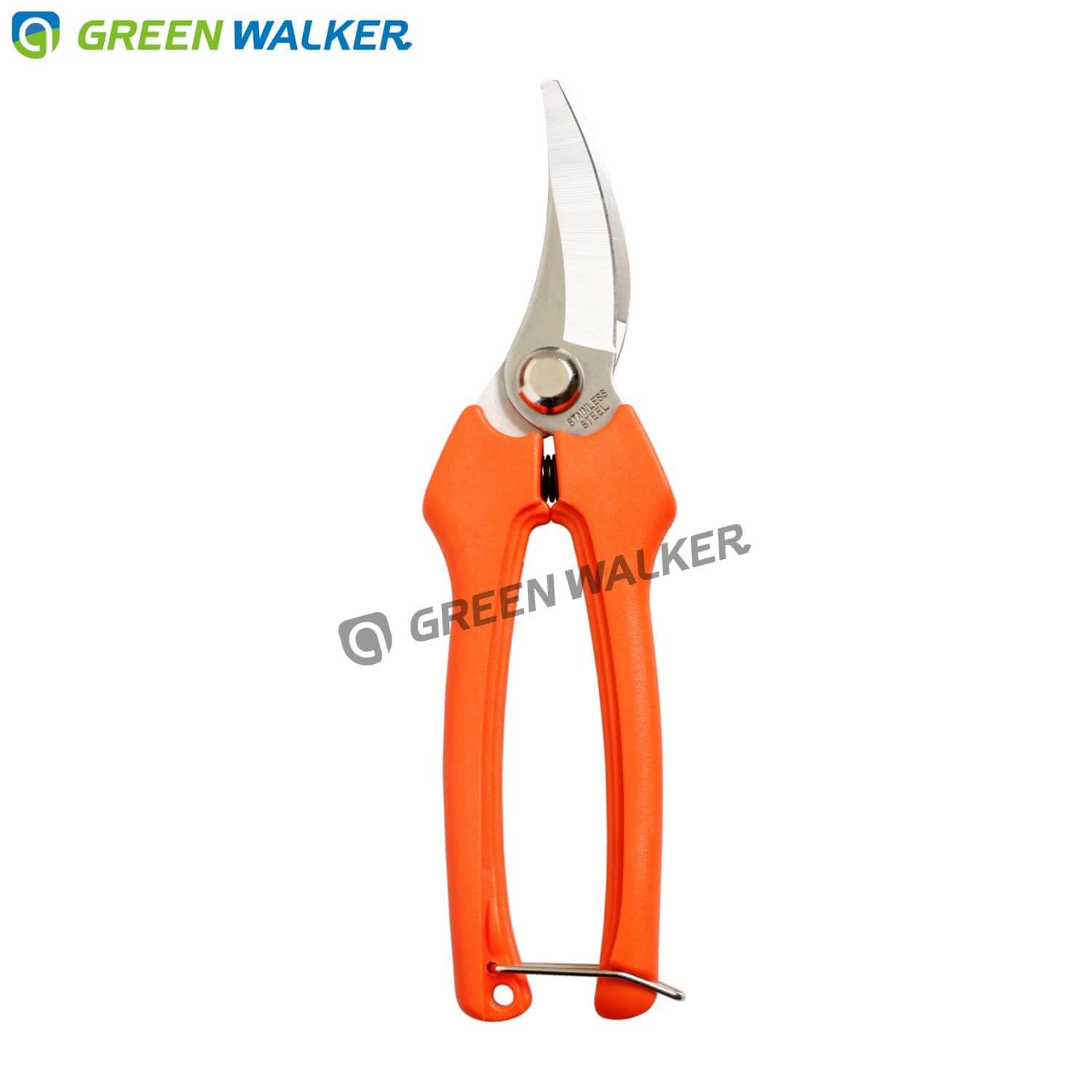 Fruit pruner with stainless steel bypass type blades made in Taiwan garden tools.