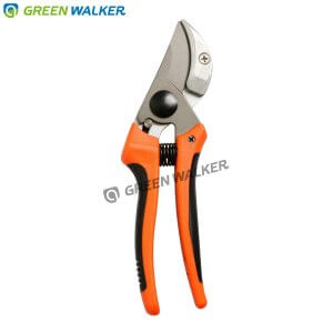 Anvil pruning shears, secateurs with quality SK5 steel blades made in Taiwan by GREEN WALKER.